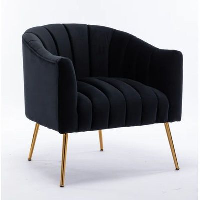 Murrow 1 Seater Fabric Sofa Metal Leg Comfortable Seating Ideal for Living Room - Black