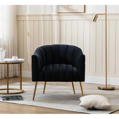 Murrow 1 Seater Fabric Sofa Metal Leg Comfortable Seating Ideal for Living Room - Black
