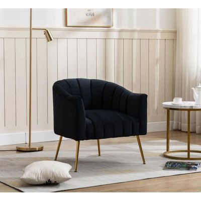 Murrow 1 Seater Fabric Sofa Metal Leg Comfortable Seating Ideal for Living Room - Black