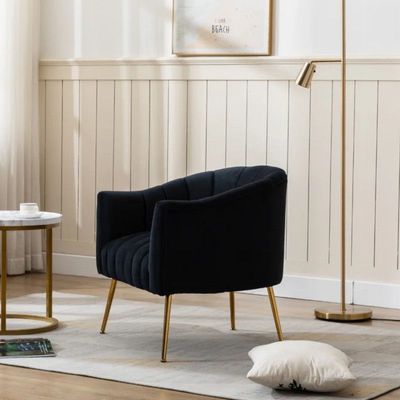 Murrow 1 Seater Fabric Sofa Metal Leg Comfortable Seating Ideal for Living Room - Black