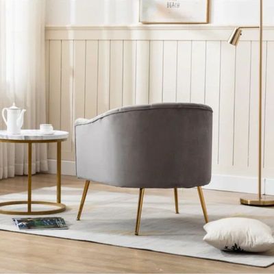 Murrow 1 Seater Fabric Sofa Metal Leg Comfortable Seating Ideal for Living Room - Grey
