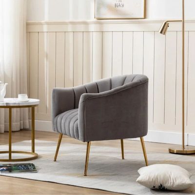 Murrow 1 Seater Fabric Sofa Metal Leg Comfortable Seating Ideal for Living Room - Grey