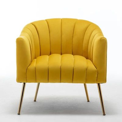 Murrow 1 Seater Fabric Sofa Metal Leg Comfortable Seating Ideal for Living Room - Yellow