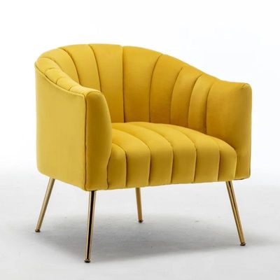 Murrow 1 Seater Fabric Sofa Metal Leg Comfortable Seating Ideal for Living Room - Yellow