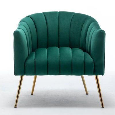 Murrow 1 Seater Fabric Sofa Metal Leg Comfortable Seating Ideal for Living Room - Green