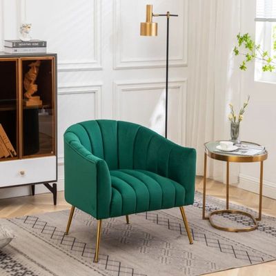 Murrow 1 Seater Fabric Sofa Metal Leg Comfortable Seating Ideal for Living Room - Green