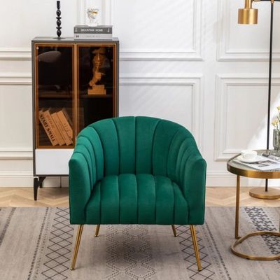 Murrow 1 Seater Fabric Sofa Metal Leg Comfortable Seating Ideal for Living Room - Green