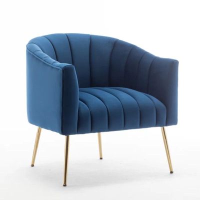 Murrow 1 Seater Fabric Sofa Metal Leg Comfortable Seating Ideal for Living Room - Blue