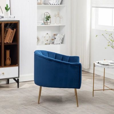 Murrow 1 Seater Fabric Sofa Metal Leg Comfortable Seating Ideal for Living Room - Blue