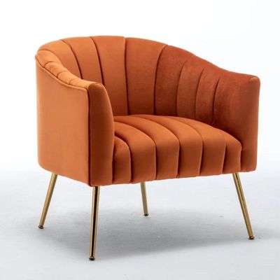 Murrow 1 Seater Fabric Sofa Metal Leg Comfortable Seating Ideal for Living Room - Orange