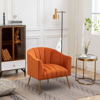 Murrow 1 Seater Fabric Sofa Metal Leg Comfortable Seating Ideal for Living Room - Orange