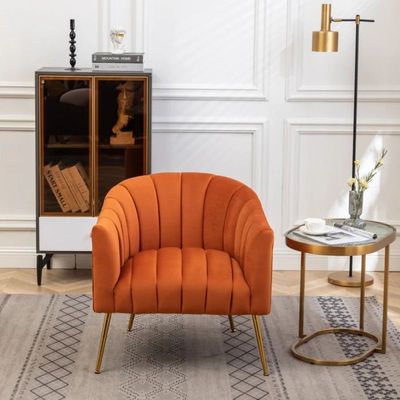 Murrow 1 Seater Fabric Sofa Metal Leg Comfortable Seating Ideal for Living Room - Orange