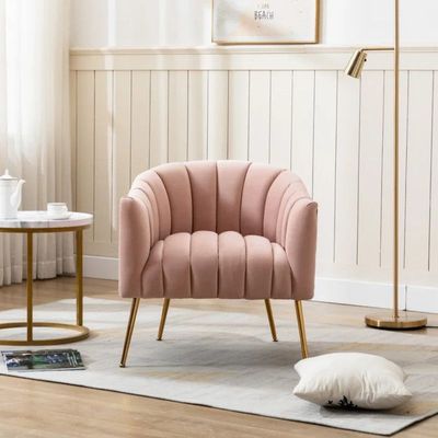 Murrow 1 Seater Fabric Sofa Metal Leg Comfortable Seating Ideal for Living Room - Pink