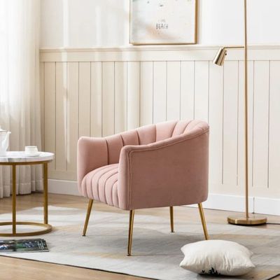 Murrow 1 Seater Fabric Sofa Metal Leg Comfortable Seating Ideal for Living Room - Pink