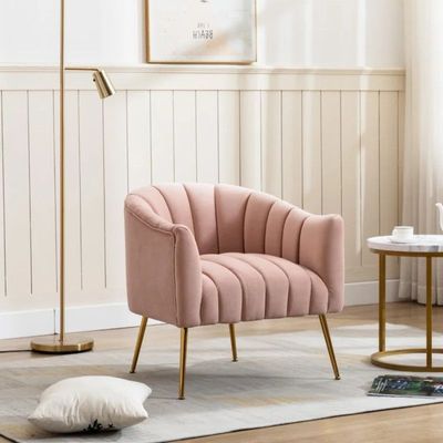 Murrow 1 Seater Fabric Sofa Metal Leg Comfortable Seating Ideal for Living Room - Pink