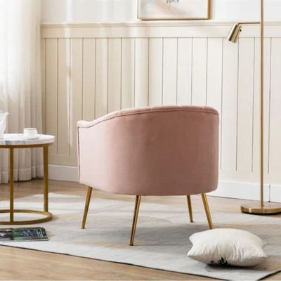 Murrow 1 Seater Fabric Sofa Metal Leg Comfortable Seating Ideal for Living Room - Pink