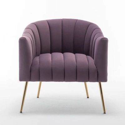 Murrow 1 Seater Fabric Sofa Metal Leg Comfortable Seating Ideal for Living Room - Purple