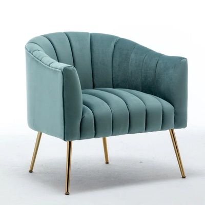 Murrow 1 Seater Fabric Sofa Metal Leg Comfortable Seating Ideal for Living Room - Turquoise