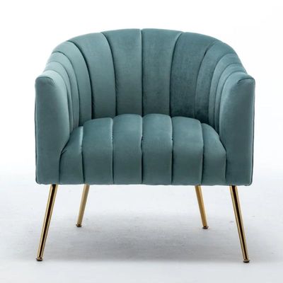 Murrow 1 Seater Fabric Sofa Metal Leg Comfortable Seating Ideal for Living Room - Turquoise