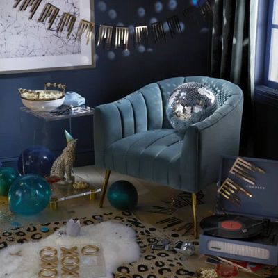 Murrow 1 Seater Fabric Sofa Metal Leg Comfortable Seating Ideal for Living Room - Turquoise