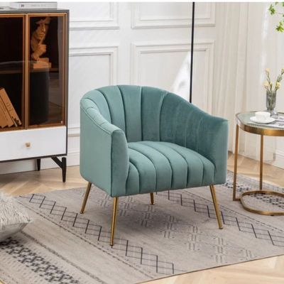Murrow 1 Seater Fabric Sofa Metal Leg Comfortable Seating Ideal for Living Room - Turquoise