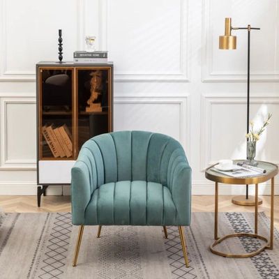 Murrow 1 Seater Fabric Sofa Metal Leg Comfortable Seating Ideal for Living Room - Turquoise