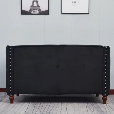 Shawn 2 Seater Fabric Sofa Wood Leg Comfortable Seating Ideal for Living Room - Black