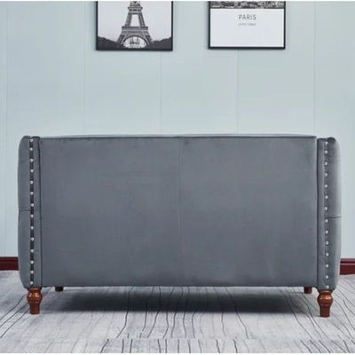 Shawn 2 Seater Fabric Sofa Wood Leg Comfortable Seating Ideal for Living Room - Grey