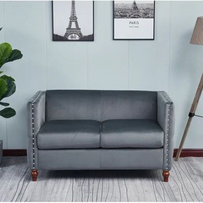 Shawn 2 Seater Fabric Sofa Wood Leg Comfortable Seating Ideal for Living Room - Grey