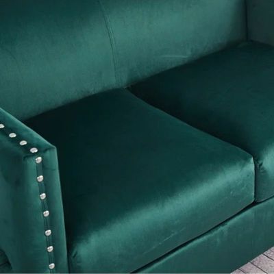 Shawn 2 Seater Fabric Sofa Wood Leg Comfortable Seating Ideal for Living Room - Green