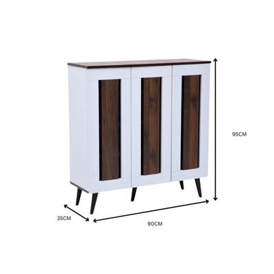 Ariba 3 Door Shoe Cabinet - White/Brown