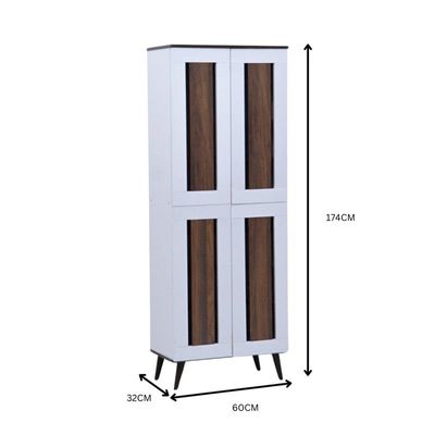 Ariba 4 Door Shoe Cabinet - White/Brown