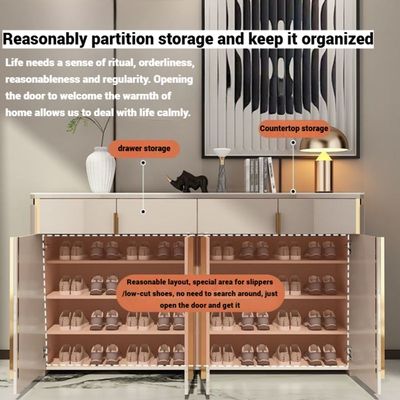 Shoe Cabinet Organizer Wooden Shoe Rack Storage Cabinet 8 Tier Large Capacity Adjustable Shelves, 4 Drawers Free Standing Shoe Cabinet For Home Entryway Hallway Bedroom Modern Furniture