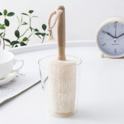 Set Of 3 Kitchen Sponge Wooden Handle Scrubber Sponge For Cleaning Glass, Cups etc. Kitchen Tool For Removing Hard Stain Like Coffee, Milk etc.