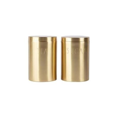 Acewood Brass Container For Tea, sugar and Spice/Dibba/Canister For Kitchen use , set of 2.(9x9x12cm)