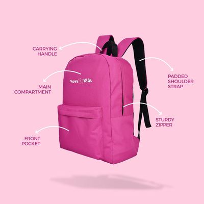 Nova Kids 17Inch/18L  School Bag - Pink