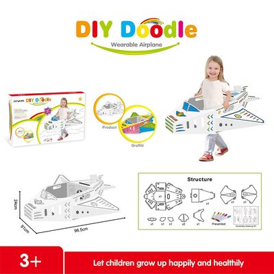 Eazy Kids - DIY Doodle Coloring Kit w/ Set of 6 Sketch Pens - Wearable Airplane