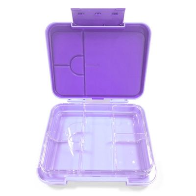 Eazy Kids 6 & 4 Convertible Bento Lunch Box w/ Lunch Bag and Spoon Fork Set - Glitter Purple