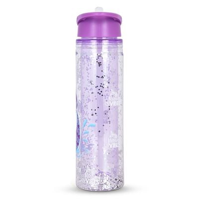 Eazy Kids 6 & 4 Convertible Bento Lunch Box w/ 550ml Double Wall Water Bottle and Spoon Fork Set - Glitter Purple