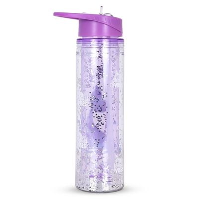 Eazy Kids 6 & 4 Convertible Bento Lunch Box w/ 550ml Double Wall Water Bottle and Spoon Fork Set - Glitter Purple