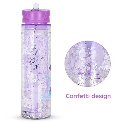 Eazy Kids 6 & 4 Convertible Bento Lunch Box w/ 550ml Double Wall Water Bottle and Spoon Fork Set - Glitter Purple