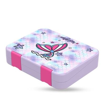 Eazy Kids 6 & 4 Convertible Bento Lunch Box with Sandwich Cutter Set - Mermaid Purple