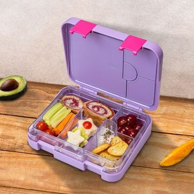 Eazy Kids 6 & 4 Convertible Bento Lunch Box with Sandwich Cutter Set - Mermaid Purple