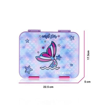 Eazy Kids 6 & 4 Convertible Bento Lunch Box with Sandwich Cutter Set - Mermaid Purple