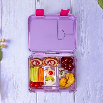 Eazy Kids 6 & 4 Convertible Bento Lunch Box with Sandwich Cutter Set - Mermaid Purple