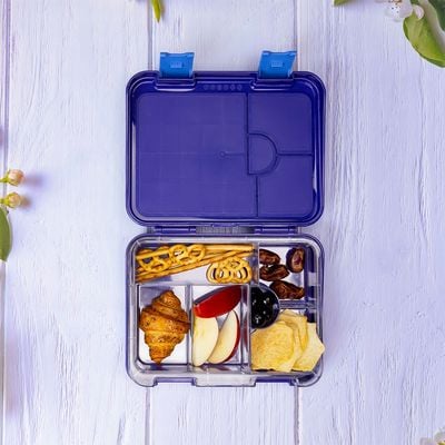 Eazy Kids 6 & 4 Convertible Bento Lunch Box with Sandwich Cutter Set - Outer Space Blue