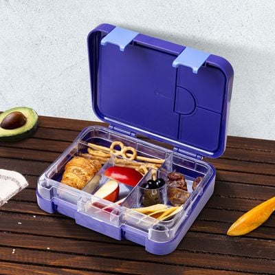 Eazy Kids 6 & 4 Convertible Bento Lunch Box with Sandwich Cutter Set - Outer Space Blue