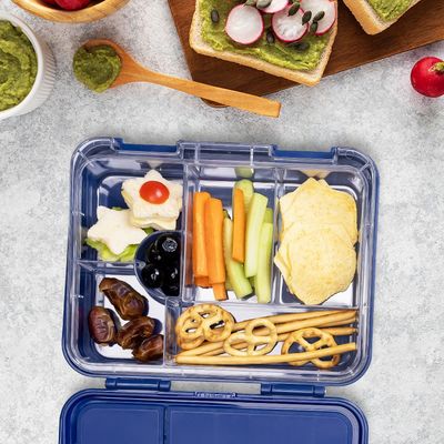 Eazy Kids 4 & 6 Convertible Bento Lunch Box with Sandwich Cutter Set - Space UAE Blue