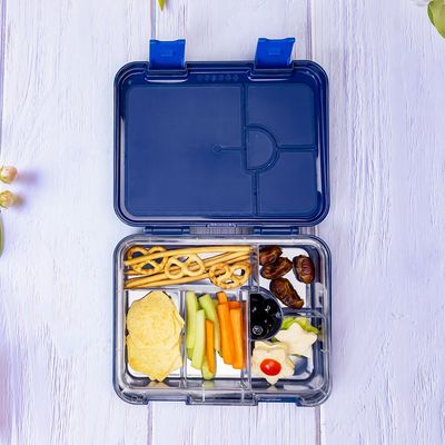 Eazy Kids 4 & 6 Convertible Bento Lunch Box with Sandwich Cutter Set - Space UAE Blue