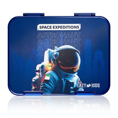 Eazy Kids 4 & 6 Convertible Bento Lunch Box with Sandwich Cutter Set - Space UAE Blue